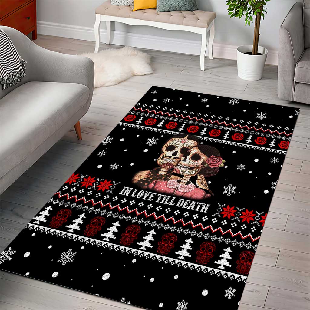 Skull Couple Christmas Area Rug Xmas Holiday Patterns - Wonder Print Shop