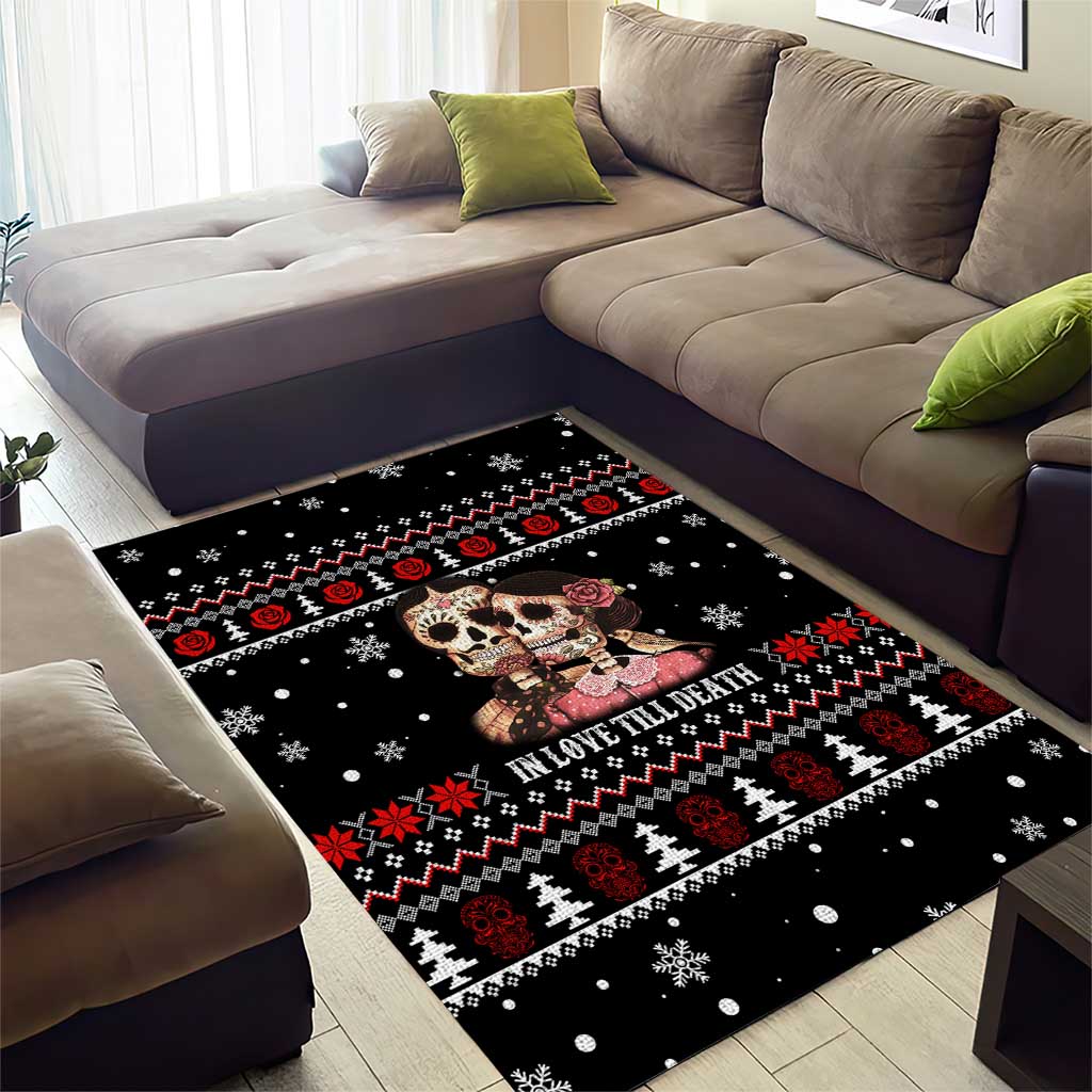 Skull Couple Christmas Area Rug Xmas Holiday Patterns - Wonder Print Shop