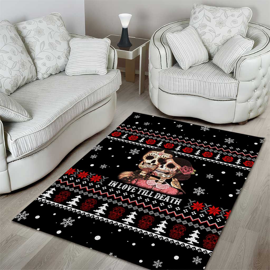 Skull Couple Christmas Area Rug Xmas Holiday Patterns - Wonder Print Shop