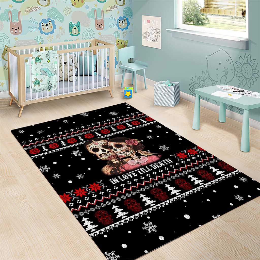 Skull Couple Christmas Area Rug Xmas Holiday Patterns - Wonder Print Shop