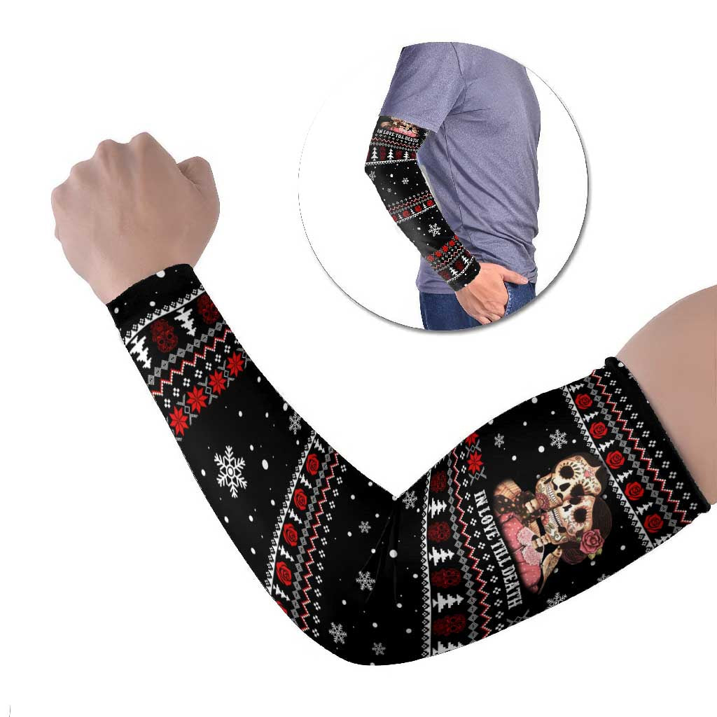 Skull Couple Christmas Arm Sleeves Xmas Holiday Patterns - Wonder Print Shop