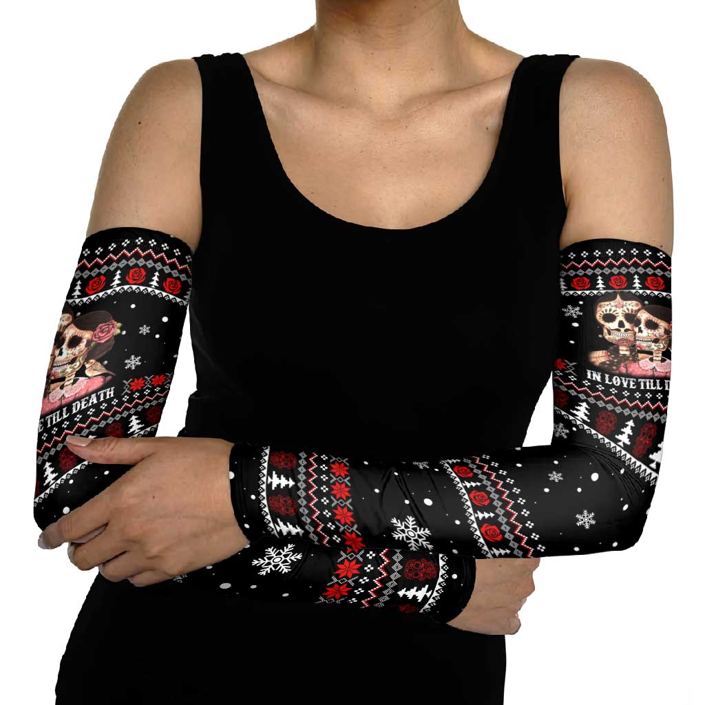 Skull Couple Christmas Arm Sleeves Xmas Holiday Patterns - Wonder Print Shop