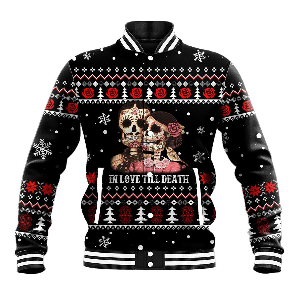 Skull Couple Christmas Baseball Jacket Xmas Holiday Patterns - Wonder Print Shop