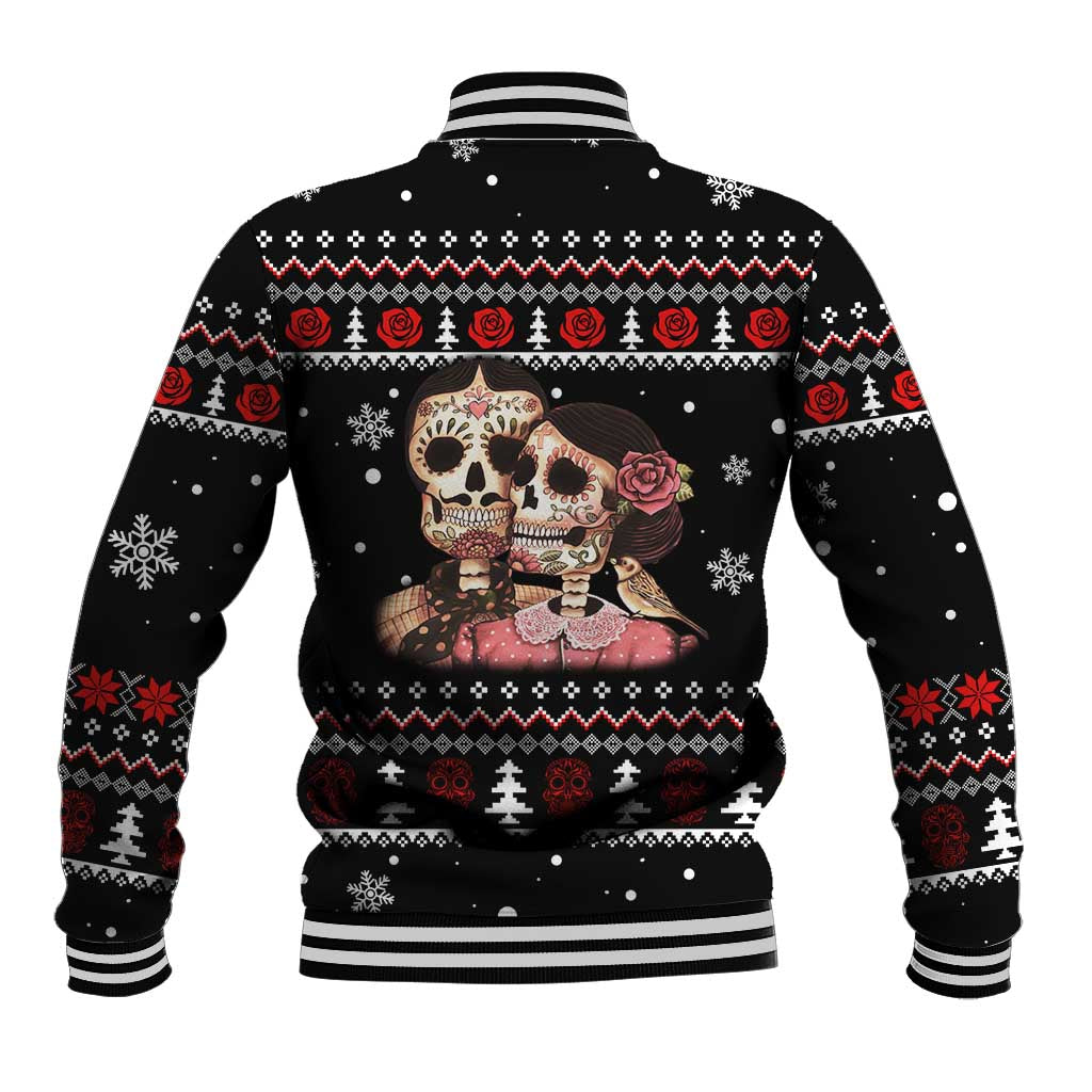 Skull Couple Christmas Baseball Jacket Xmas Holiday Patterns - Wonder Print Shop