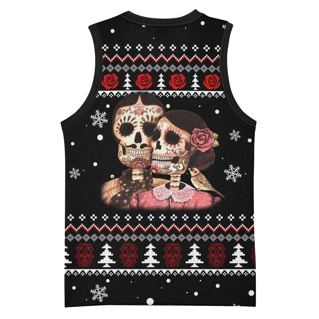 Skull Couple Christmas Basketball Jersey Xmas Holiday Patterns - Wonder Print Shop