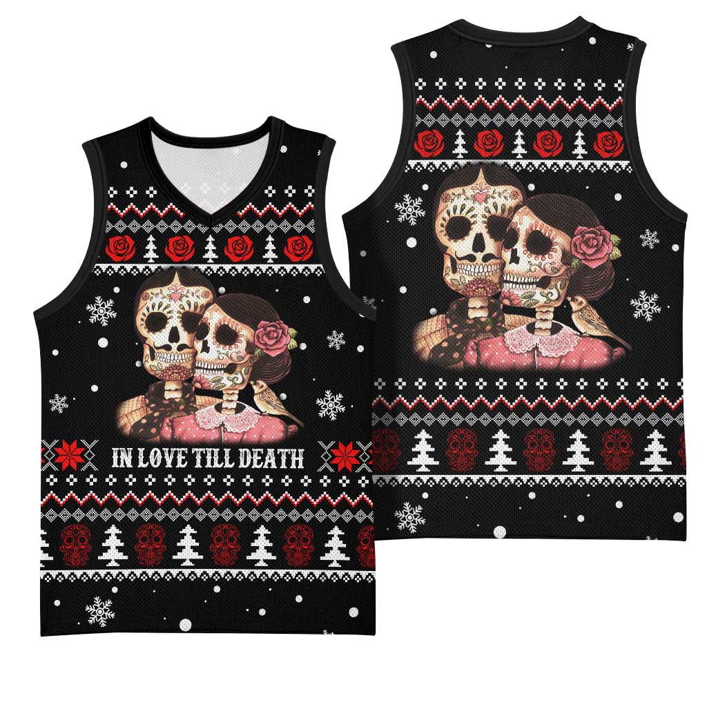 Skull Couple Christmas Basketball Jersey Xmas Holiday Patterns - Wonder Print Shop