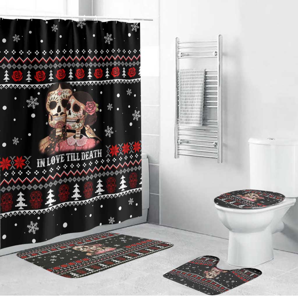Skull Couple Christmas Bathroom Set Xmas Holiday Patterns - Wonder Print Shop