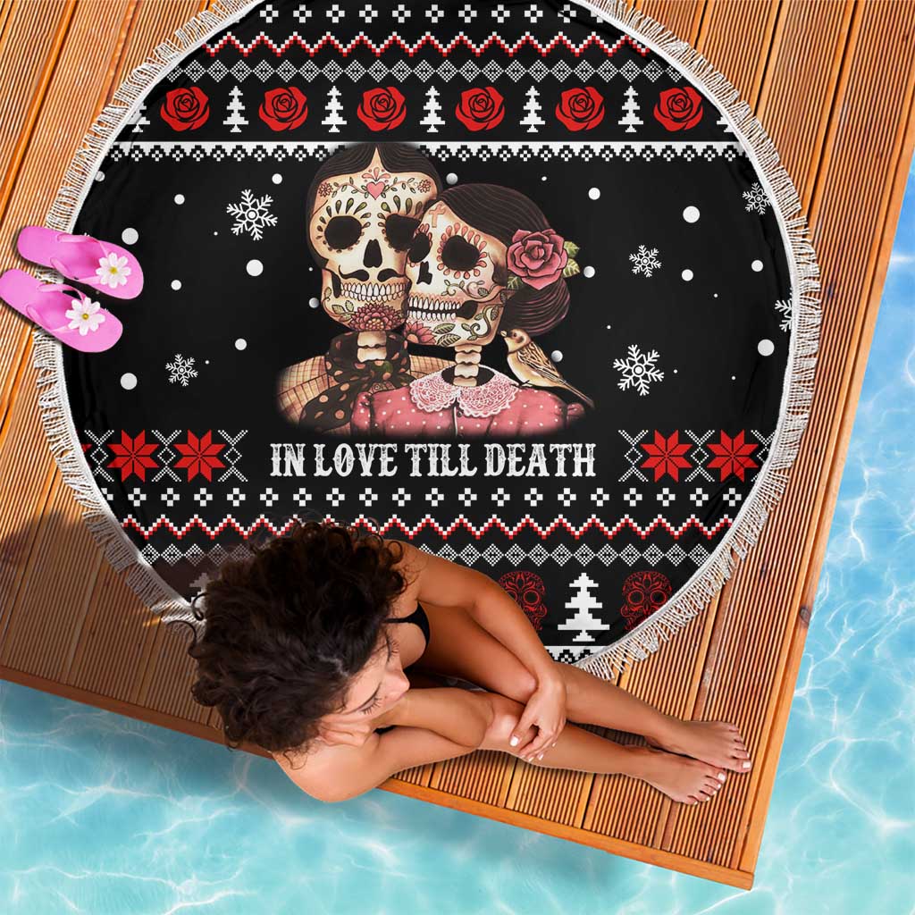 Skull Couple Christmas Beach Blanket Xmas Holiday Patterns - Wonder Print Shop