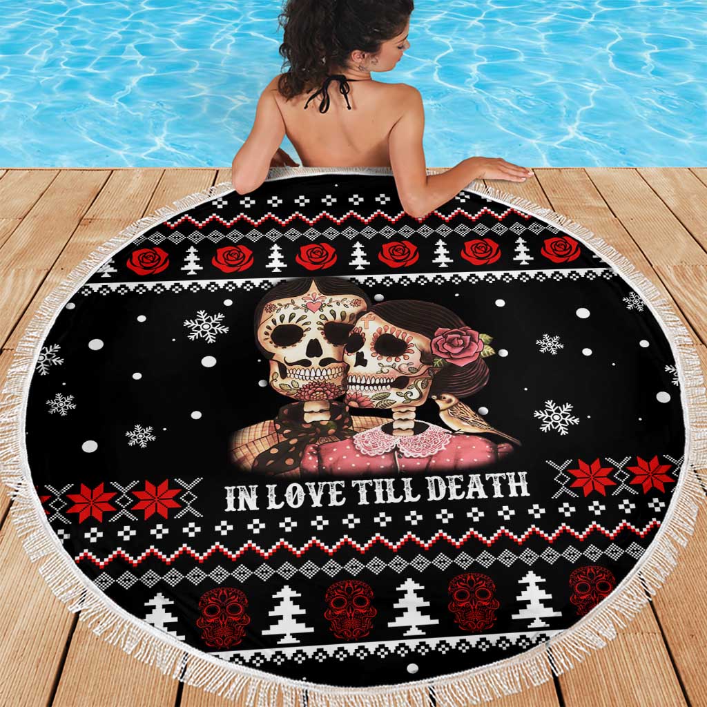 Skull Couple Christmas Beach Blanket Xmas Holiday Patterns - Wonder Print Shop