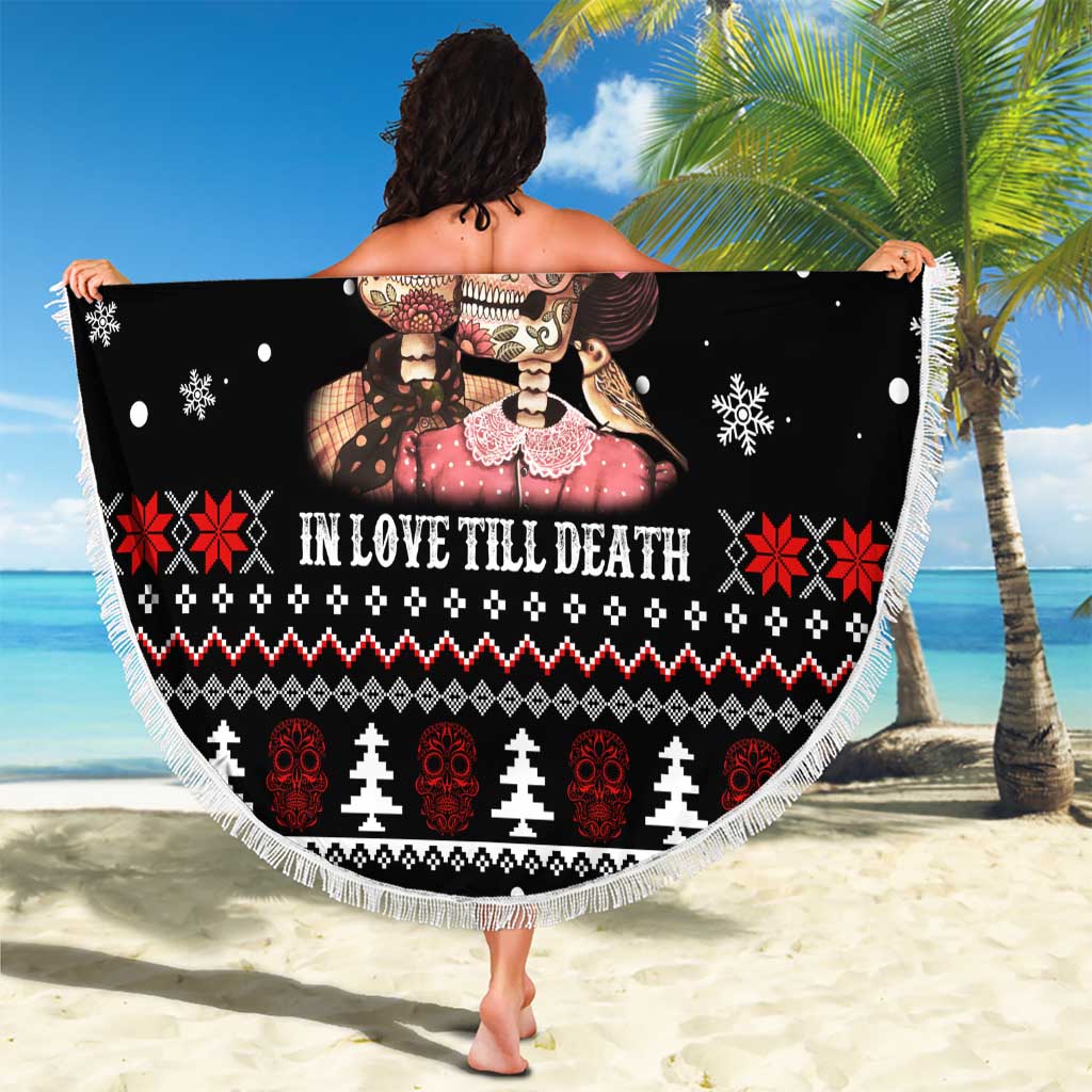 Skull Couple Christmas Beach Blanket Xmas Holiday Patterns - Wonder Print Shop