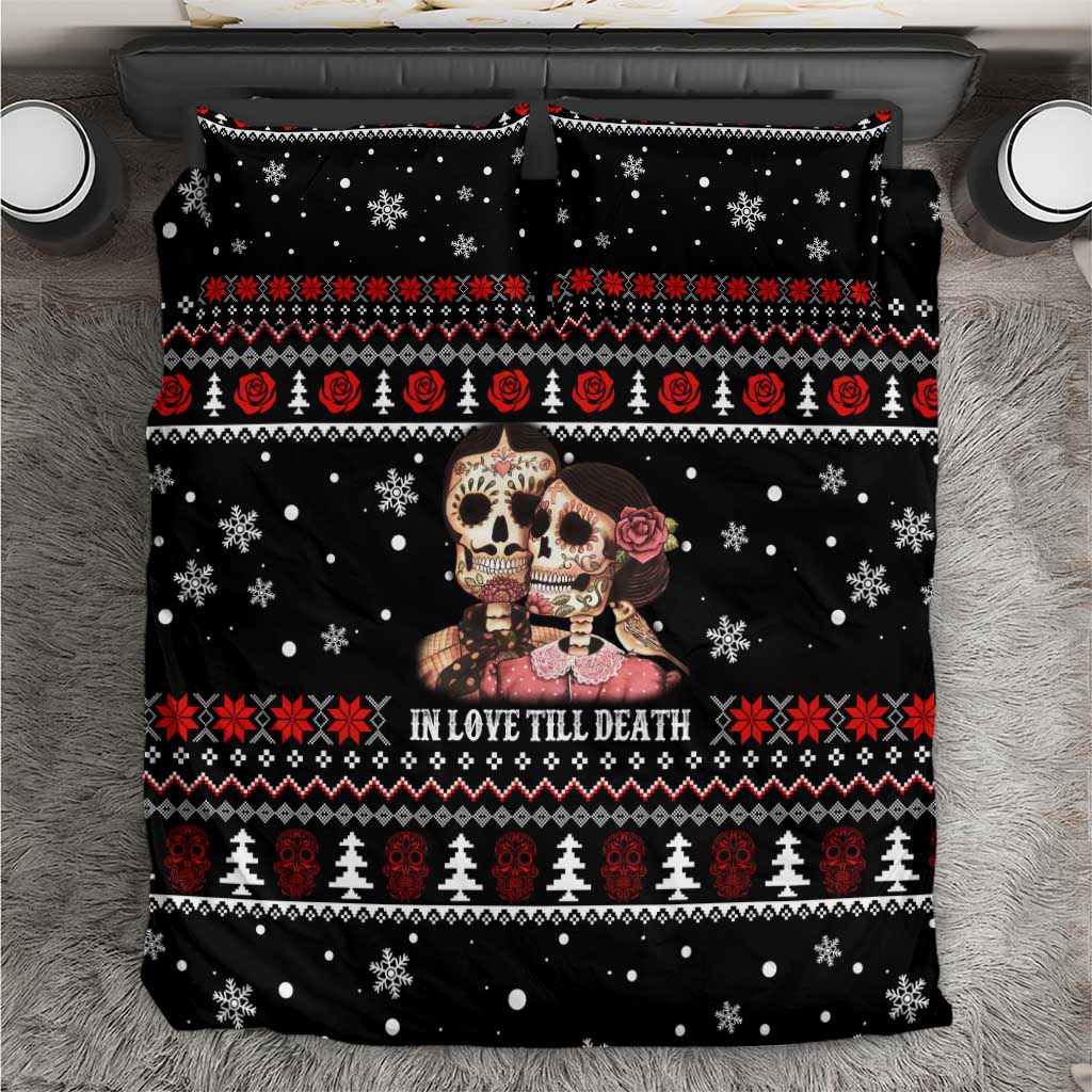 Skull Couple Christmas Bedding Set Xmas Holiday Patterns - Wonder Print Shop