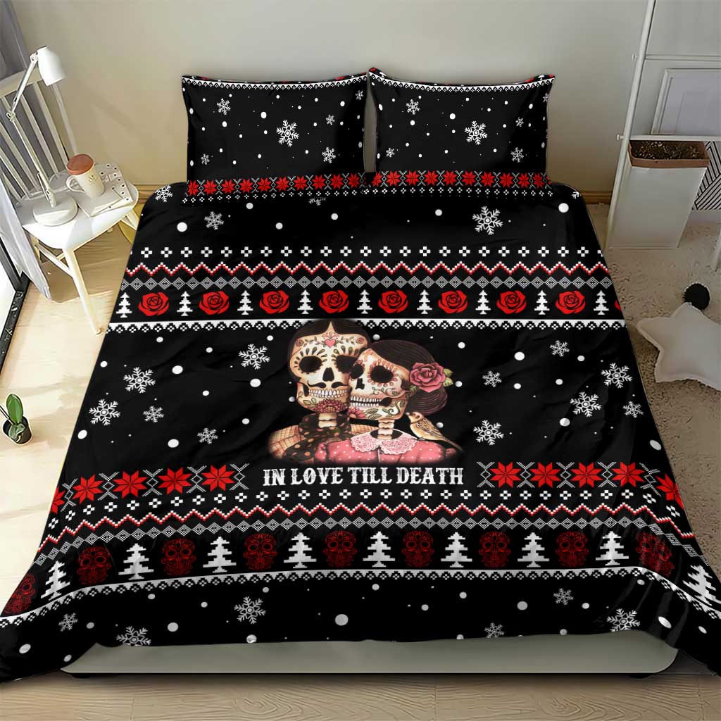 Skull Couple Christmas Bedding Set Xmas Holiday Patterns - Wonder Print Shop