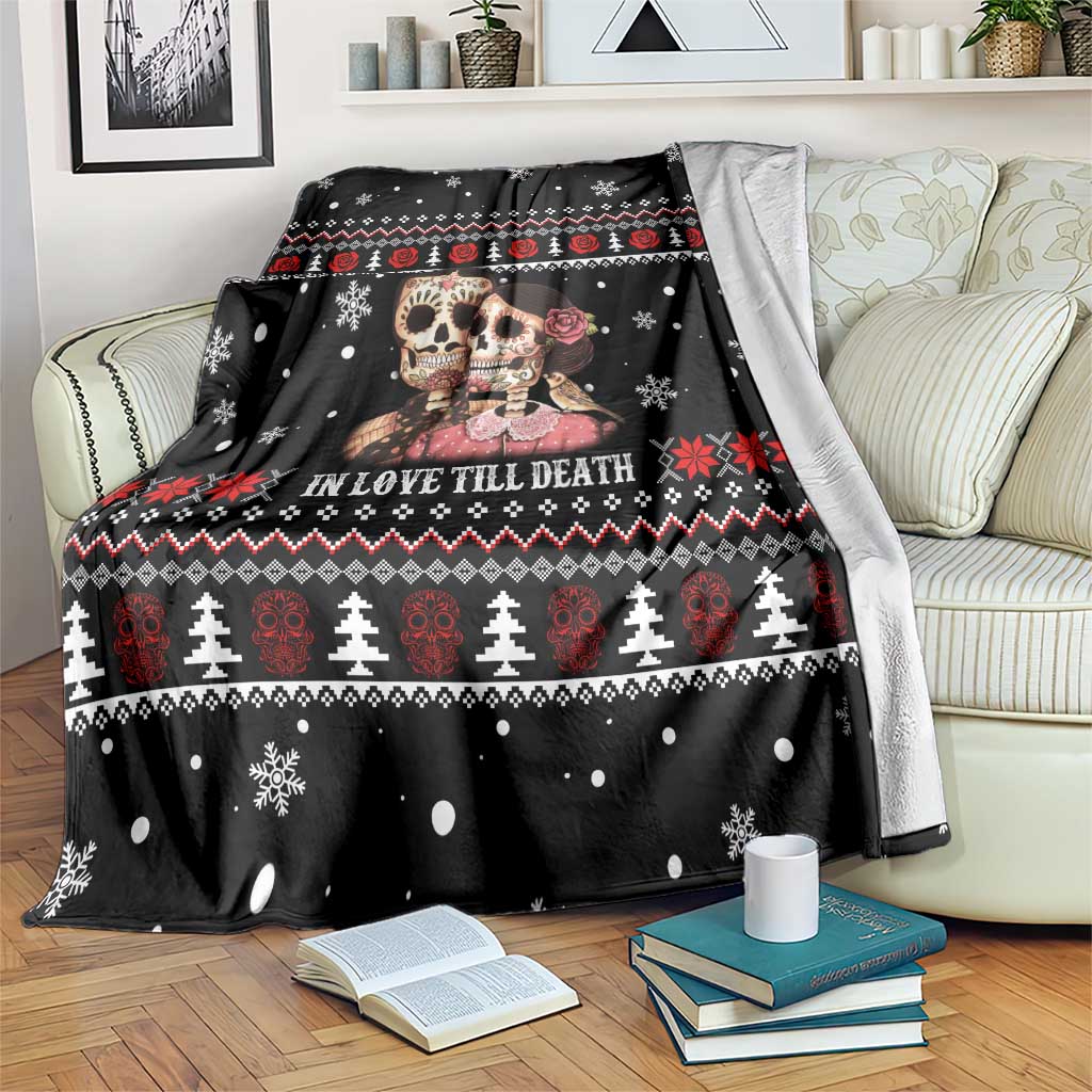 Skull Couple Christmas Blanket Xmas Holiday Patterns - Wonder Print Shop