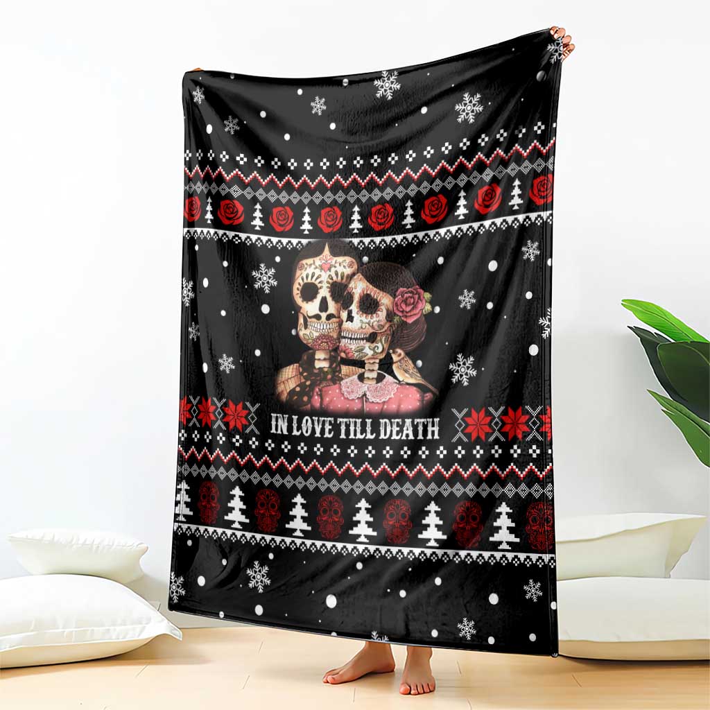 Skull Couple Christmas Blanket Xmas Holiday Patterns - Wonder Print Shop