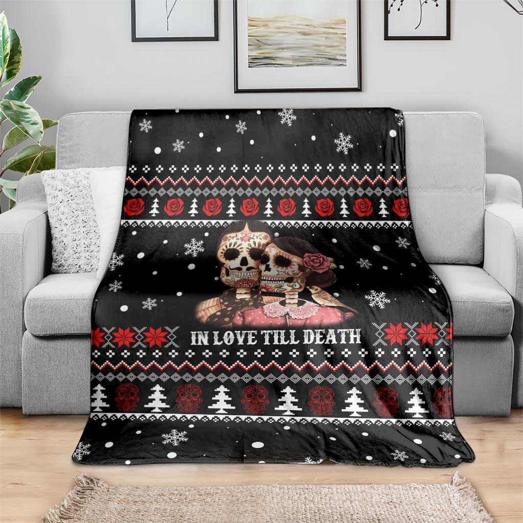 Skull Couple Christmas Blanket Xmas Holiday Patterns - Wonder Print Shop