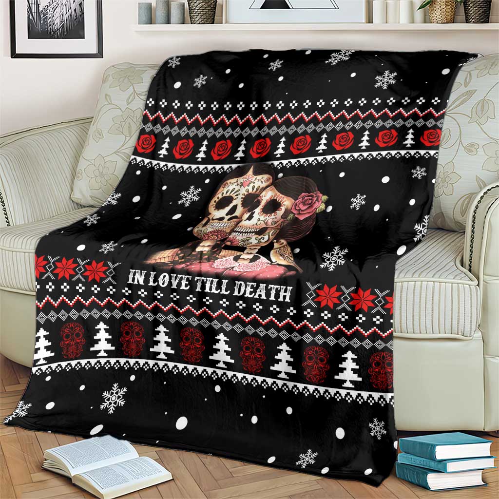 Skull Couple Christmas Blanket Xmas Holiday Patterns - Wonder Print Shop
