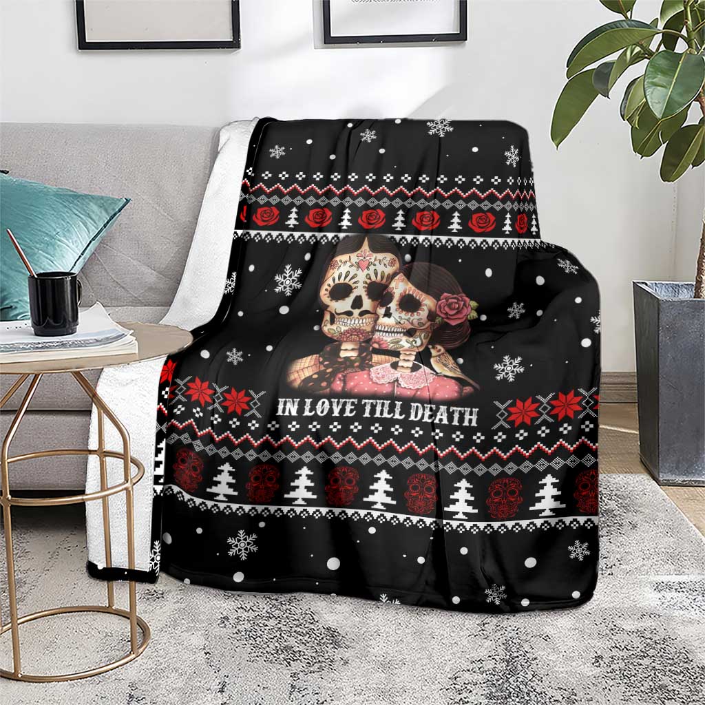 Skull Couple Christmas Blanket Xmas Holiday Patterns - Wonder Print Shop