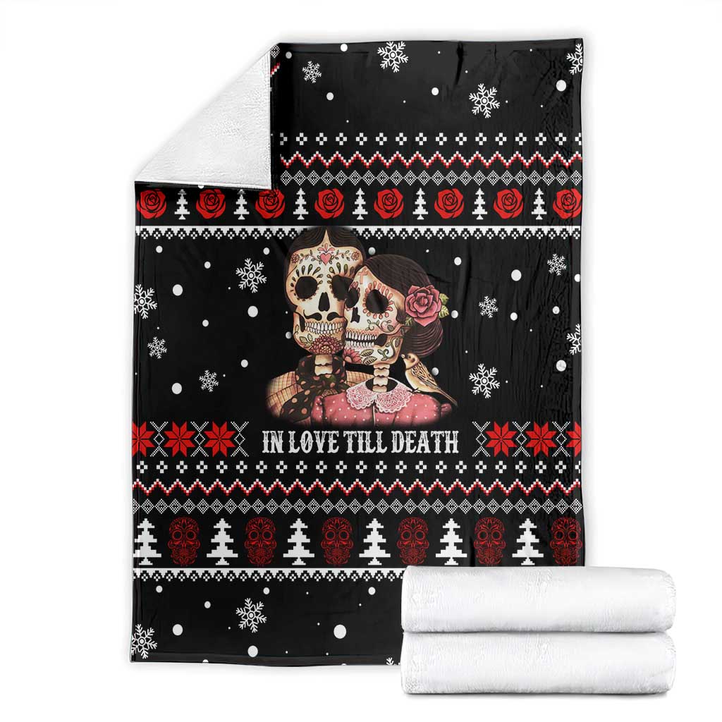 Skull Couple Christmas Blanket Xmas Holiday Patterns - Wonder Print Shop