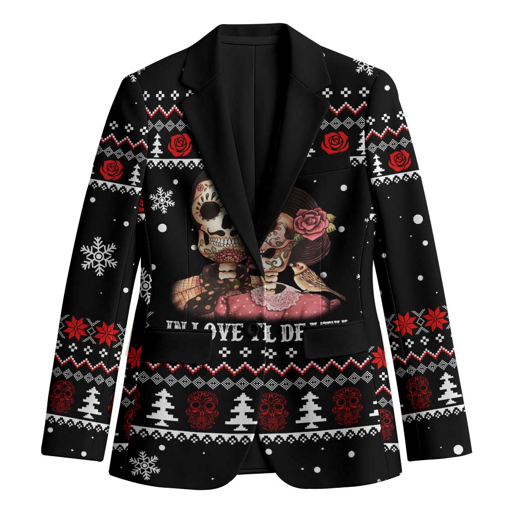 Skull Couple Christmas Blazer Xmas Holiday Patterns - Wonder Print Shop