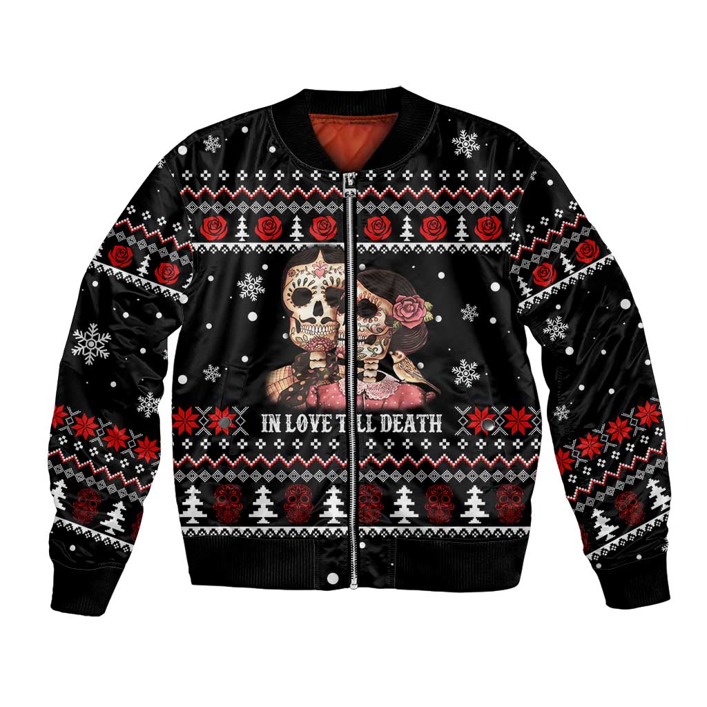 Skull Couple Christmas Bomber Jacket Xmas Holiday Patterns - Wonder Print Shop