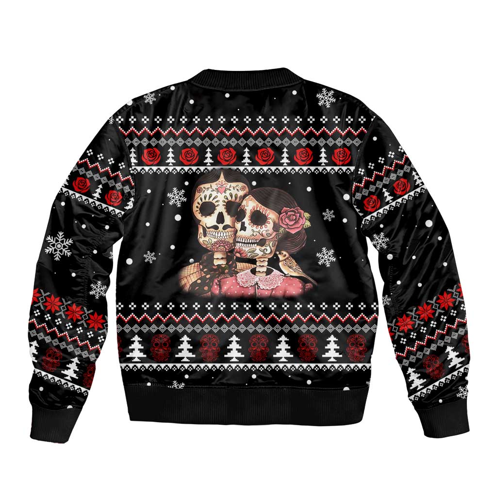 Skull Couple Christmas Bomber Jacket Xmas Holiday Patterns - Wonder Print Shop