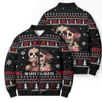 Skull Couple Christmas Bomber Puffer Jacket Xmas Holiday Patterns - Wonder Print Shop