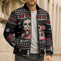 Skull Couple Christmas Bomber Puffer Jacket Xmas Holiday Patterns - Wonder Print Shop