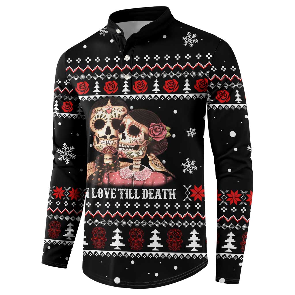 Skull Couple Christmas Button Sweatshirt Xmas Holiday Patterns - Wonder Print Shop