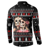 Skull Couple Christmas Button Sweatshirt Xmas Holiday Patterns - Wonder Print Shop