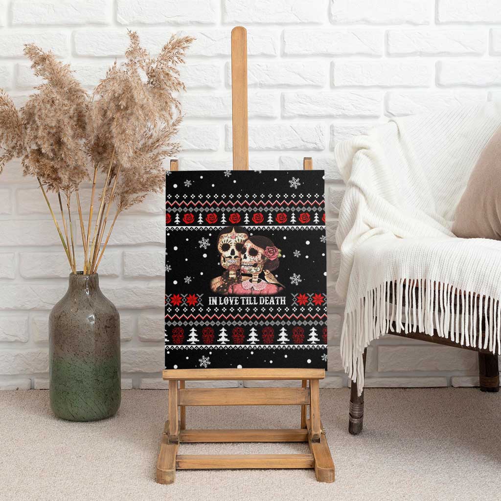Skull Couple Christmas Canvas Wall Art Xmas Holiday Patterns - Wonder Print Shop