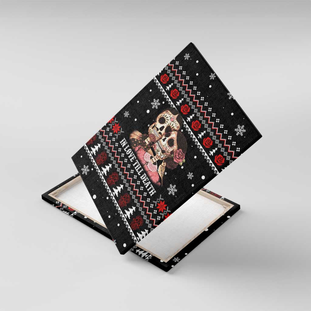 Skull Couple Christmas Canvas Wall Art Xmas Holiday Patterns - Wonder Print Shop