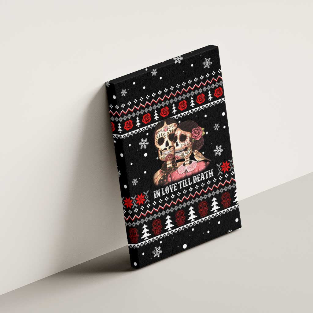 Skull Couple Christmas Canvas Wall Art Xmas Holiday Patterns - Wonder Print Shop