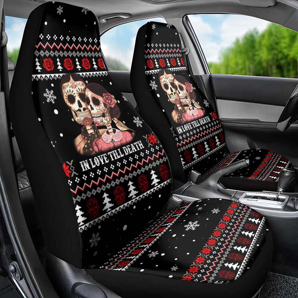 Skull Couple Christmas Car Seat Cover Xmas Holiday Patterns - Wonder Print Shop