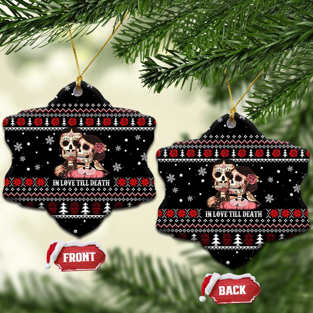 Skull Couple Christmas Ceramic Ornament Xmas Holiday Patterns - Wonder Print Shop