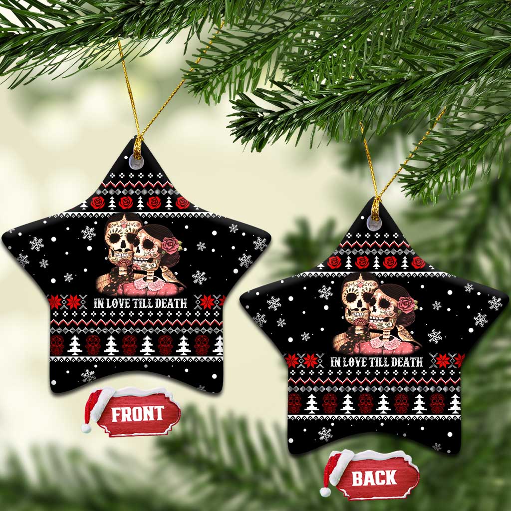 Skull Couple Christmas Ceramic Ornament Xmas Holiday Patterns - Wonder Print Shop