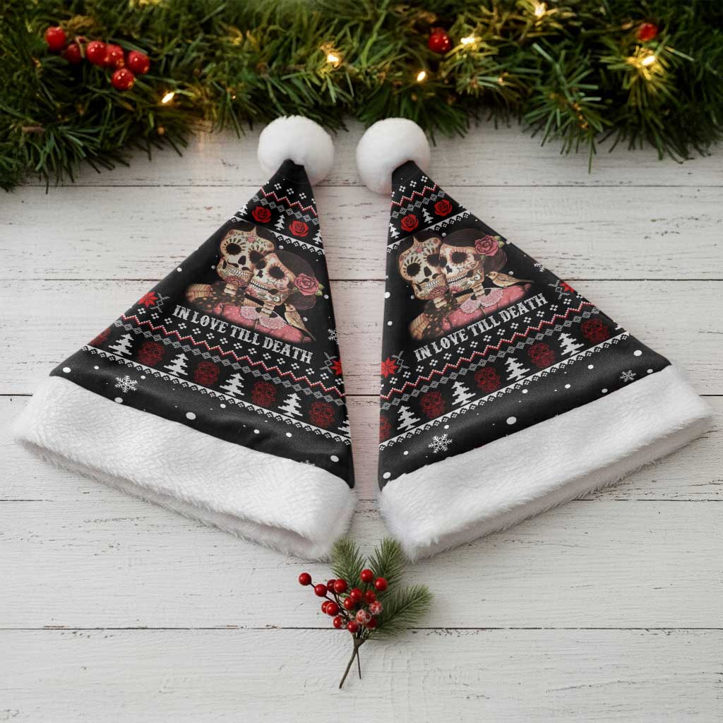 Skull Couple Christmas Santa Hat Xmas Holiday Patterns - Wonder Print Shop