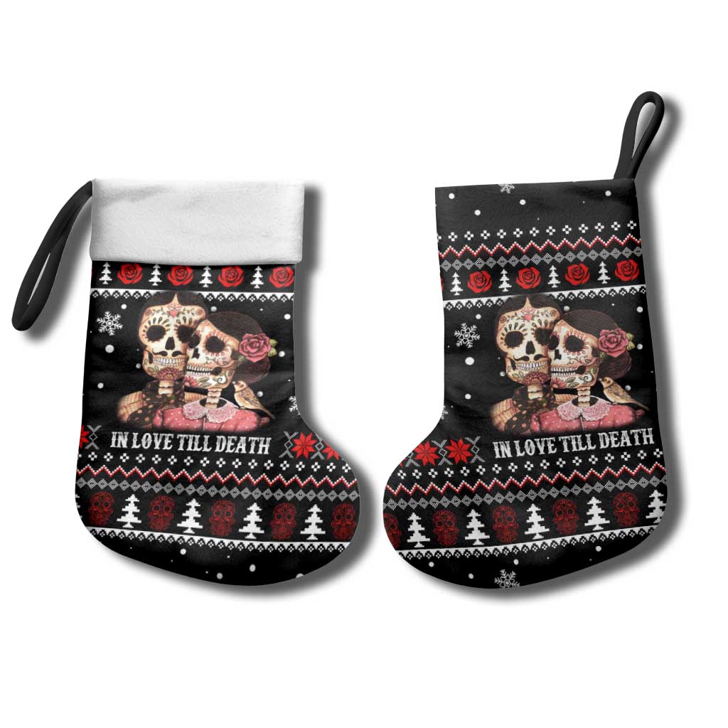 Skull Couple Christmas Stocking Xmas Holiday Patterns - Wonder Print Shop