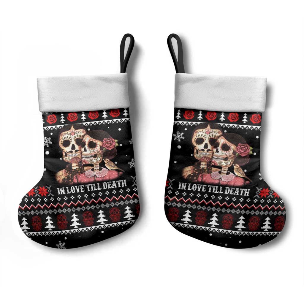 Skull Couple Christmas Stocking Xmas Holiday Patterns - Wonder Print Shop