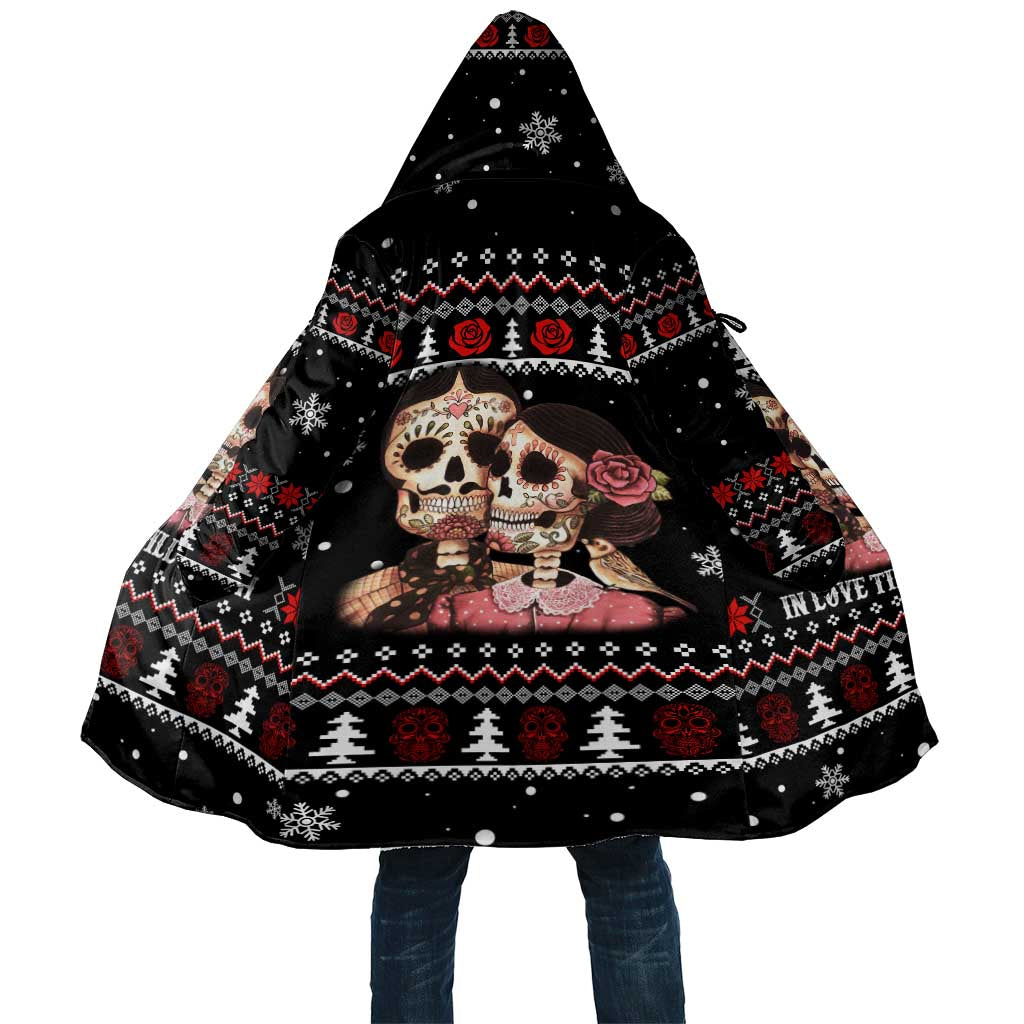 Skull Couple Christmas Cloak Xmas Holiday Patterns - Wonder Print Shop