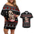 Skull Couple Christmas Couples Matching Off Shoulder Short Dress and Hawaiian Shirt Xmas Holiday Patterns - Wonder Print Shop