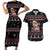 Skull Couple Christmas Couples Matching Short Sleeve Bodycon Dress and Hawaiian Shirt Xmas Holiday Patterns - Wonder Print Shop