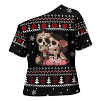 Skull Couple Christmas Cross Shoulder Shirt Xmas Holiday Patterns - Wonder Print Shop