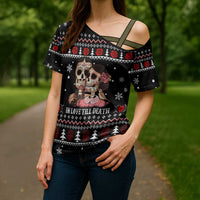 Skull Couple Christmas Cross Shoulder Shirt Xmas Holiday Patterns - Wonder Print Shop