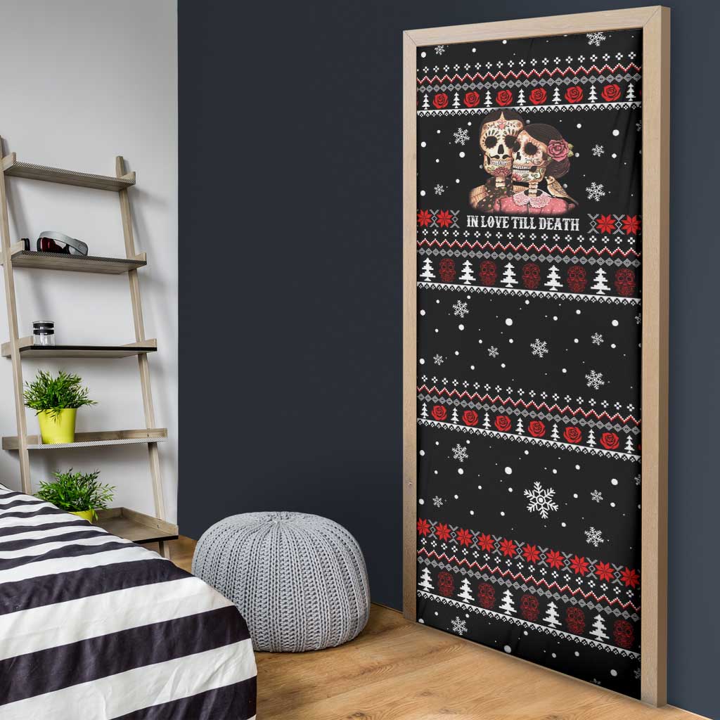 Skull Couple Christmas Door Cover Xmas Holiday Patterns - Wonder Print Shop