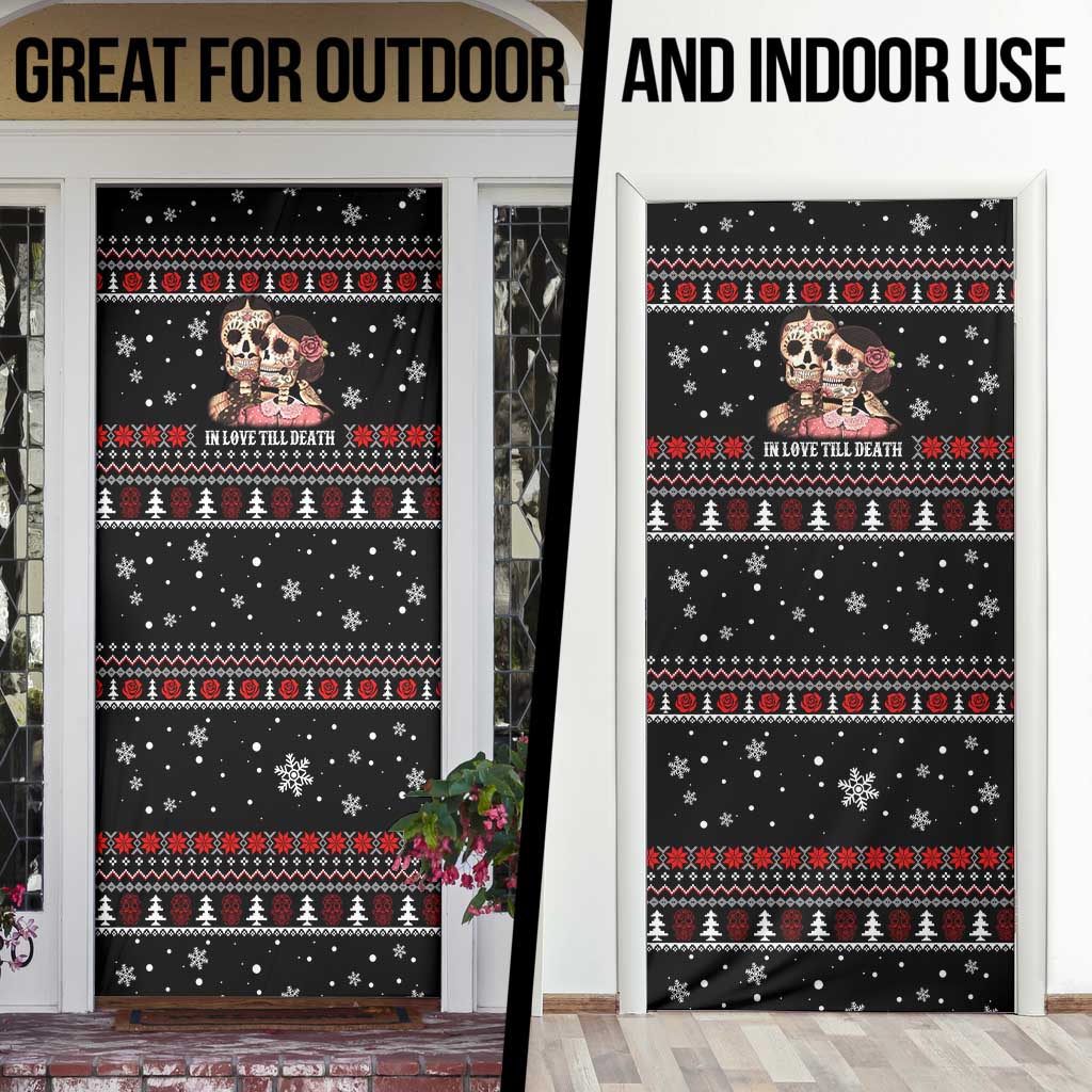 Skull Couple Christmas Door Cover Xmas Holiday Patterns - Wonder Print Shop