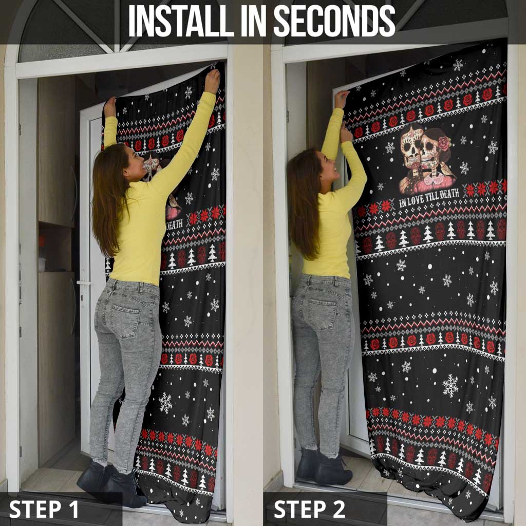 Skull Couple Christmas Door Cover Xmas Holiday Patterns - Wonder Print Shop