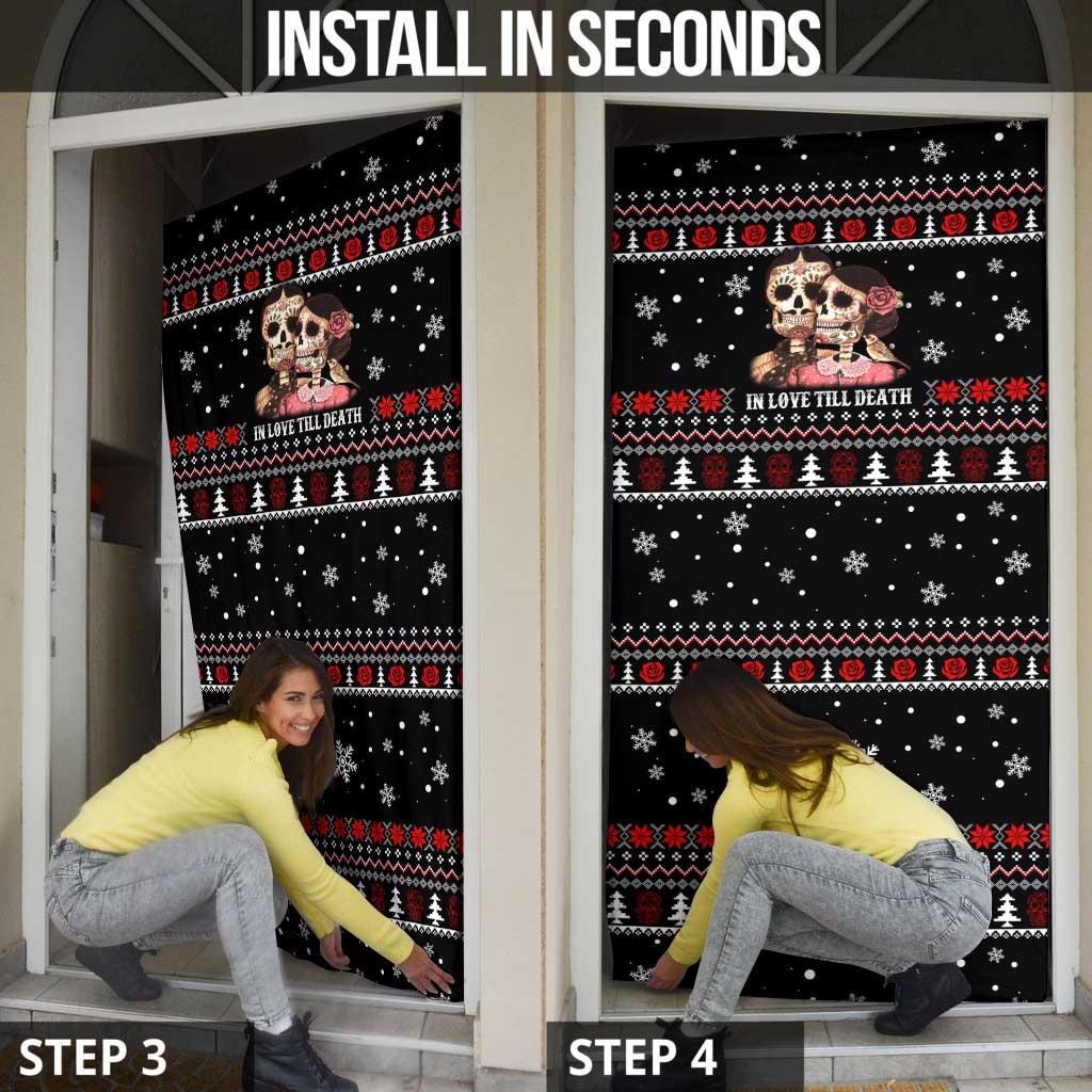 Skull Couple Christmas Door Cover Xmas Holiday Patterns - Wonder Print Shop