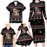 Skull Couple Christmas Family Matching Long Sleeve Bodycon Dress and Hawaiian Shirt Xmas Holiday Patterns - Wonder Print Shop