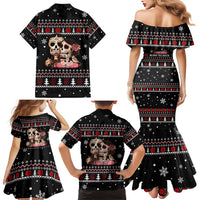 Skull Couple Christmas Family Matching Mermaid Dress and Hawaiian Shirt Xmas Holiday Patterns - Wonder Print Shop