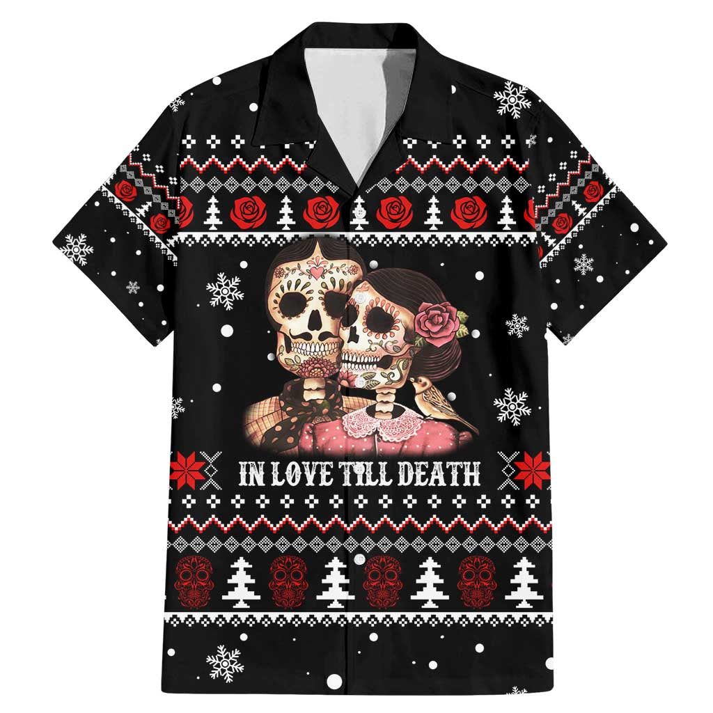 Skull Couple Christmas Family Matching Mermaid Dress and Hawaiian Shirt Xmas Holiday Patterns - Wonder Print Shop